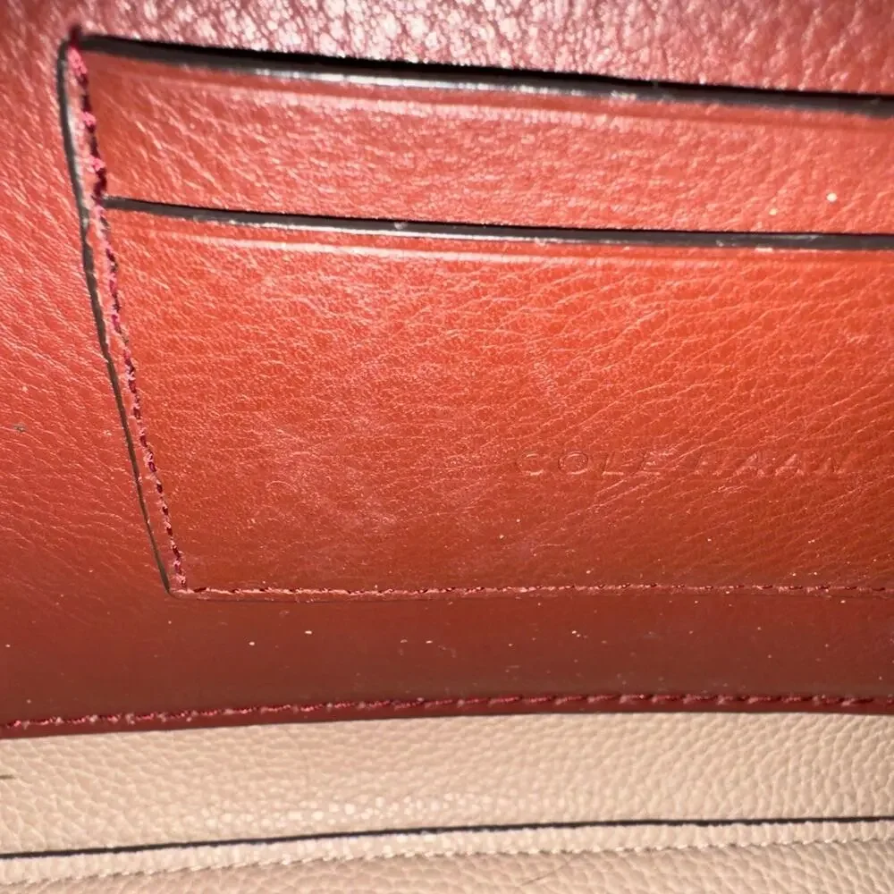 Cole Hann Brown Leather Tassel Charm Top Handle Shoulder Bag